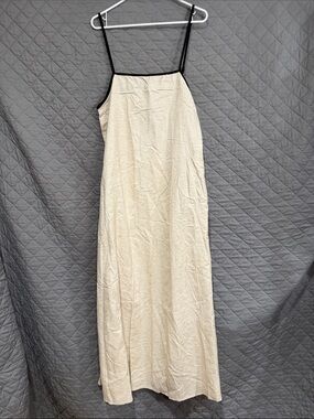 Shy Velvet Casual Cream Slip Dress with Black Trim (M) NWT